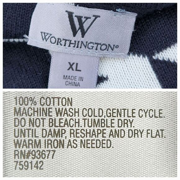 🔹️Worthington Black & White Houndstooth Double Breasted Sweater Jacket XLarge - Picture 12 of 12